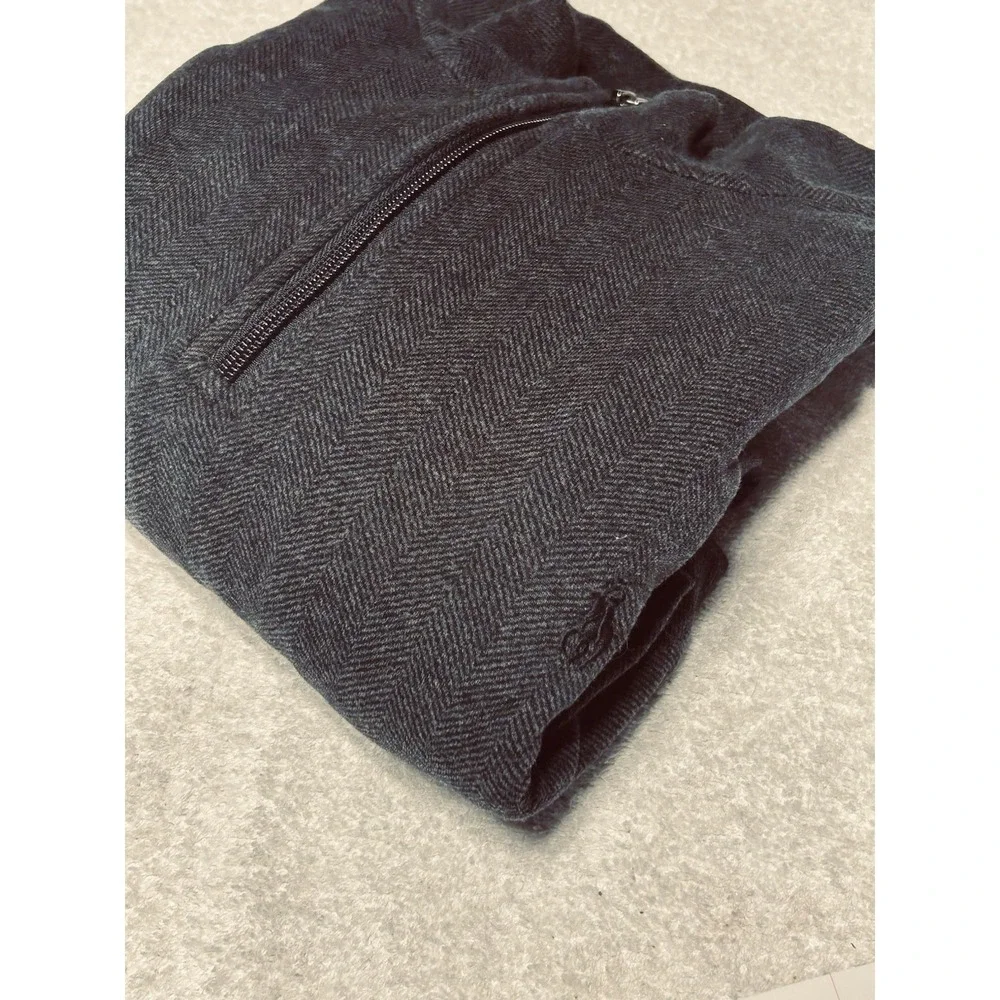 Polo Ralph Lauren Men's Xl 1/4 Zip Pullover Dark Charcoal Gray Herringbone EUC